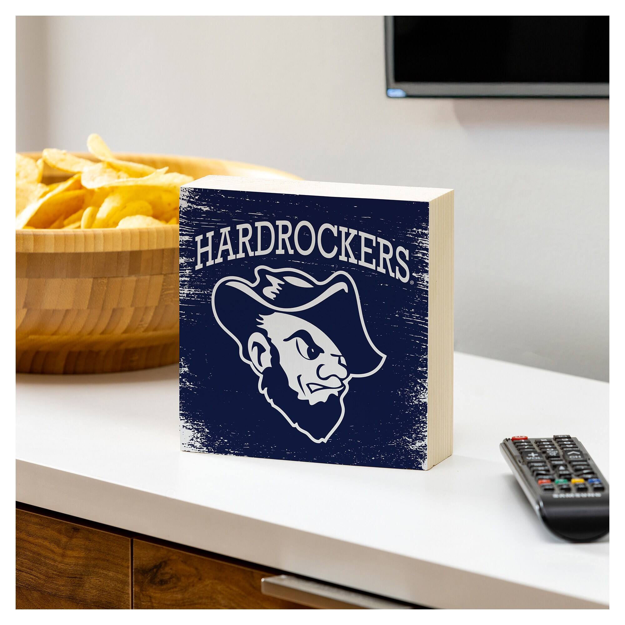 Alt View 1. Evergreen Enterprises - South Dakota School of Mines and Technology Hardrockers 6" Square Fan Chant Wood Block Shelf Sign - Multicolor.