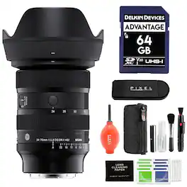 Sigma - 24-70mm f/2.8 DG DN II ART Lens for L Mount with Pixel Advanced Accessories & Travel Bundle | 57A969 - Black