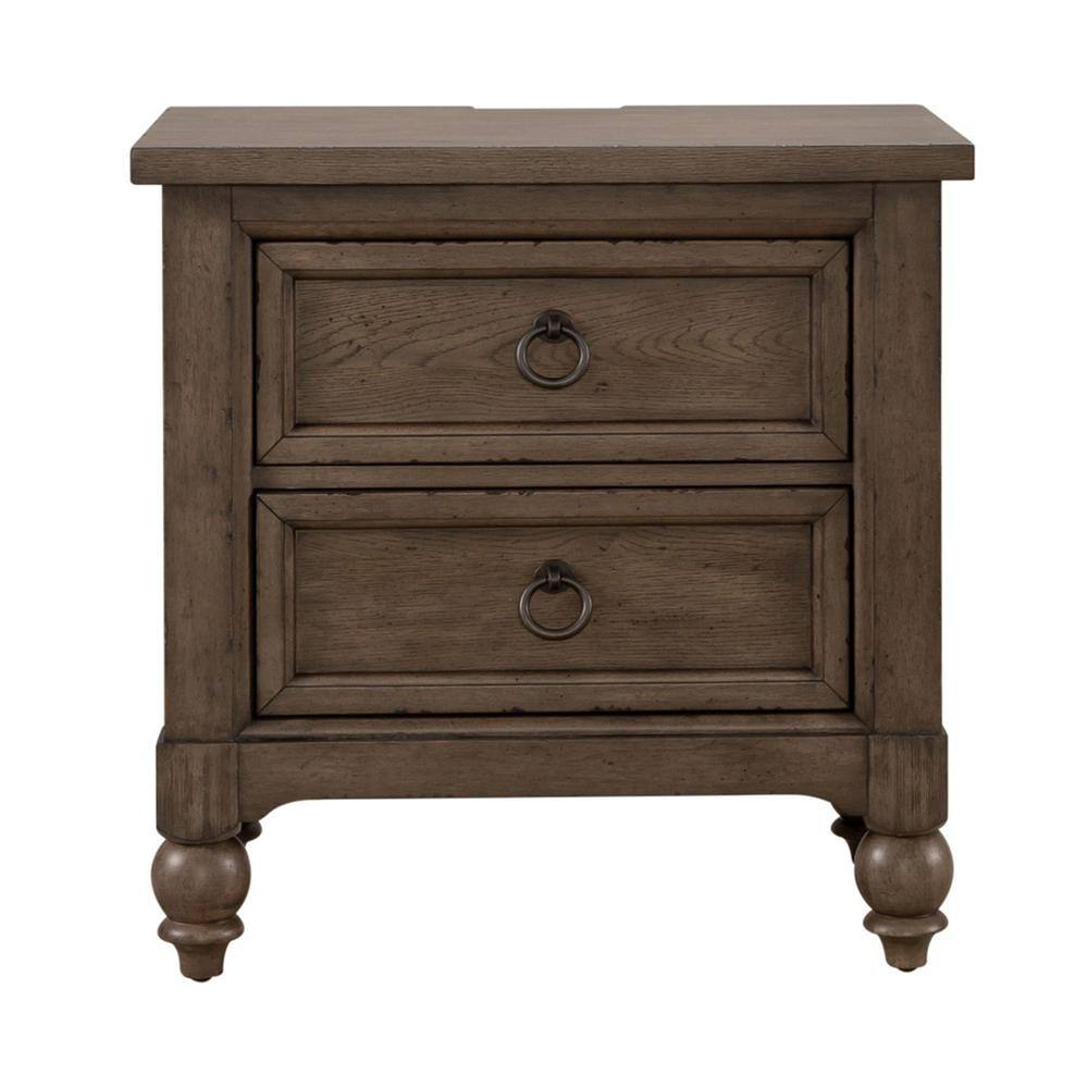 Left. Liberty Furniture Industries - 2 Drawer Night Stand w/ Charging Station in Dusty Taupe - Multi.