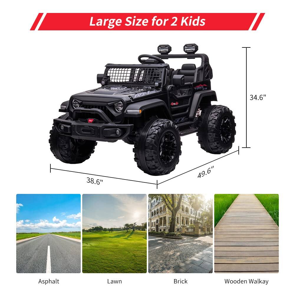 Large Size for 2 Kids

- 34.6" (Height)
- 38.6" (Width)
- 49.6" (Length)

Asphalt  
Lawn  
Brick  
Wooden Walkway
