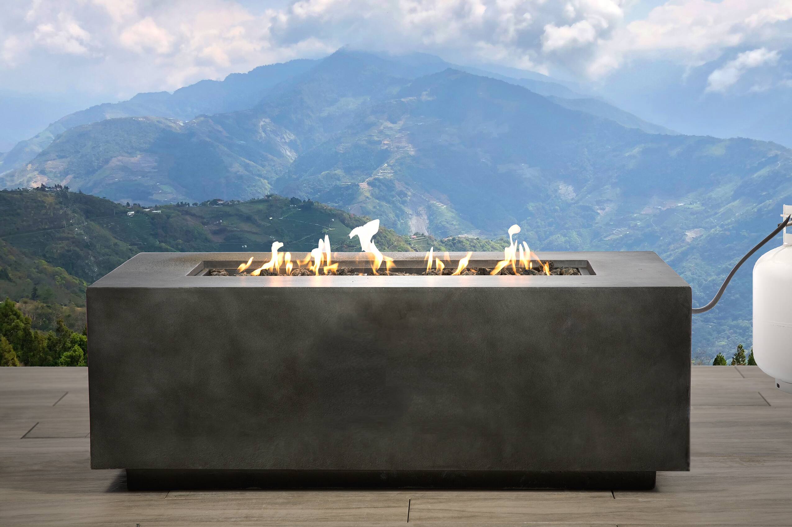 Back. TinyHomie - Concrete Propane Outdoor Fire Pit Table Charcoal.