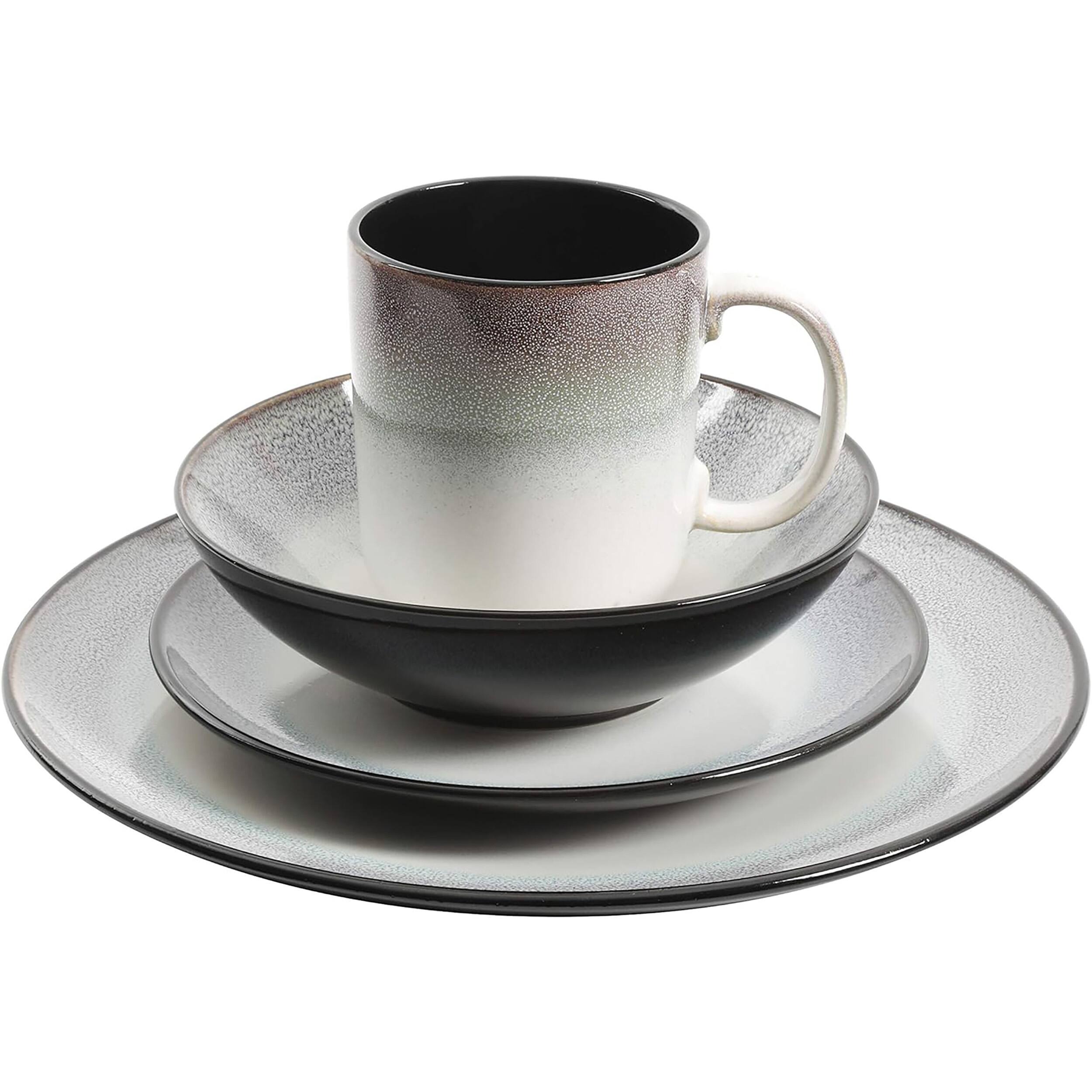 Alt View 2. Gibson - Gibson Elite Rings of Saturn 16 Piece Reactive Glaze Stoneware Dinnerware Set in Teal - Teal.