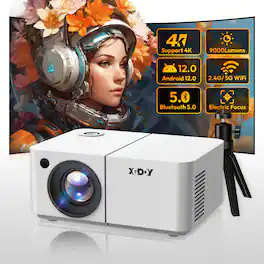 Xgody - X2 Mini Smart Projector 12000 Lumens Native 720P Android 12 WiFi Bluetooth Electric Focus Keystone Youtube Prime