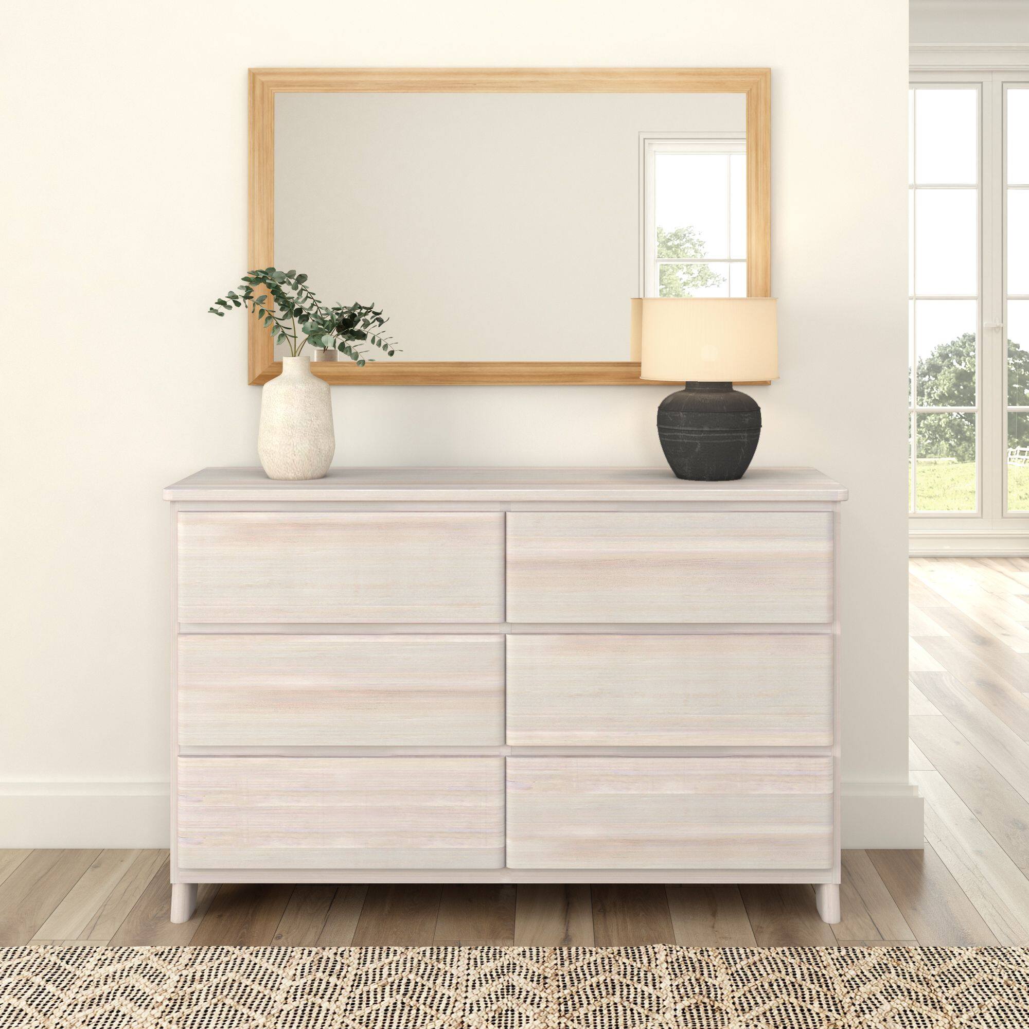 Alt View 1. Plank+Beam - Plank+Beam Modern Farmhouse 6 Drawer Dresser, White Wash - White Wash.