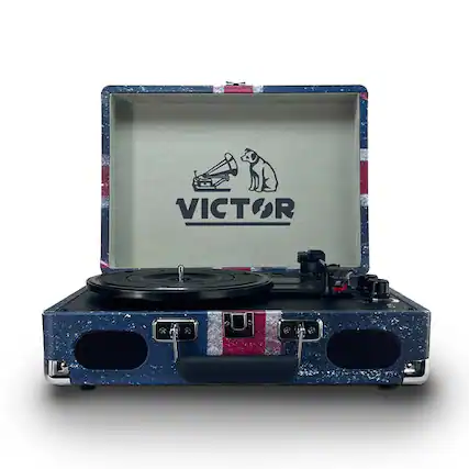 Front. Victor Audio - Victor Metro Plus Portable Dual Bluetooth® Suitcase Turntable - UK.