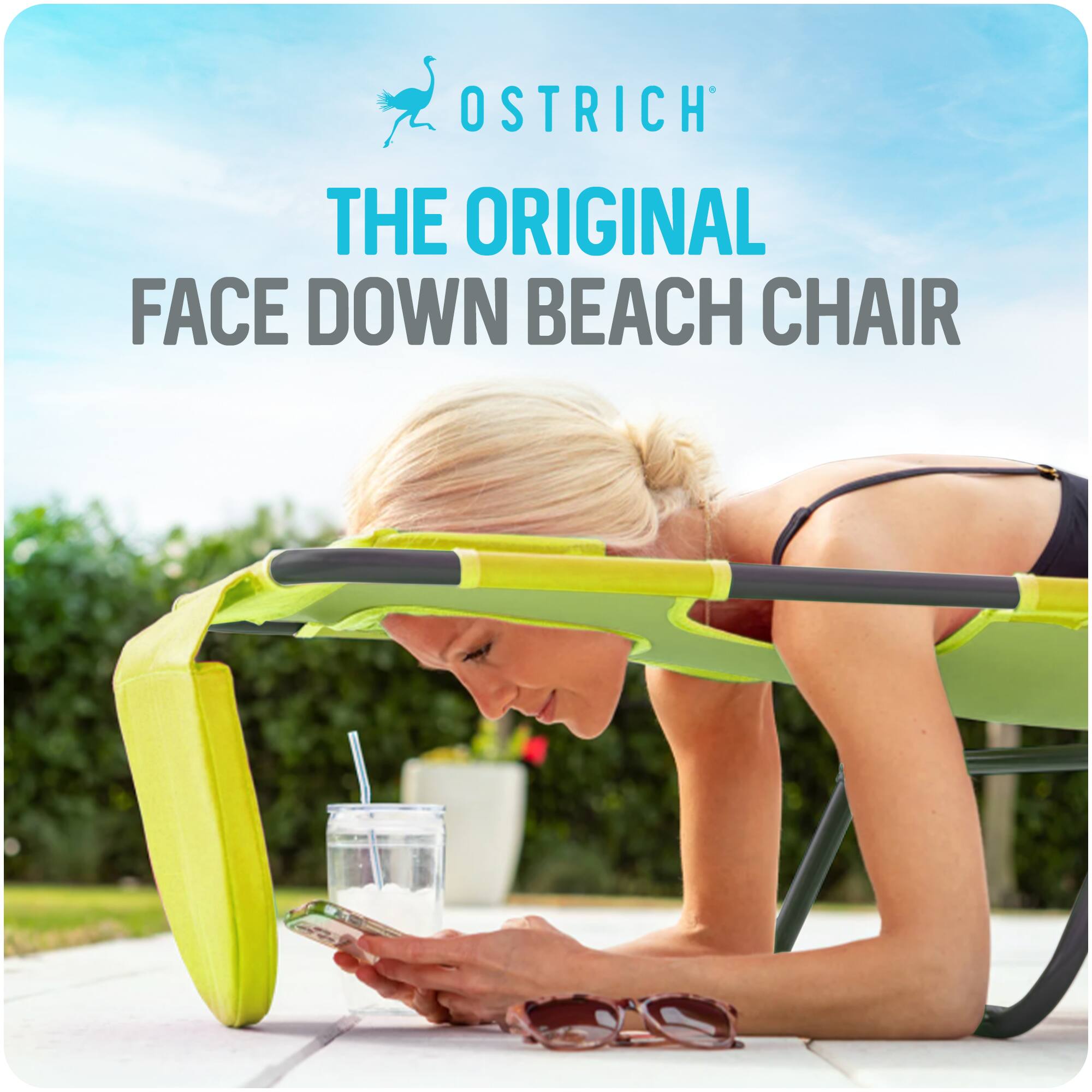 OSTRICH  
THE ORIGINAL  
FACE DOWN BEACH CHAIR