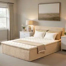 Ovios - Queen 16" Plush Mattress with Memory Form in a Box, Detachable Headboard Included - Beige
