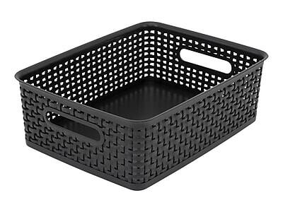 Alt View 1. Advantus - Advantus Weave Plastic Bin, Black, 2/Pack - Black.