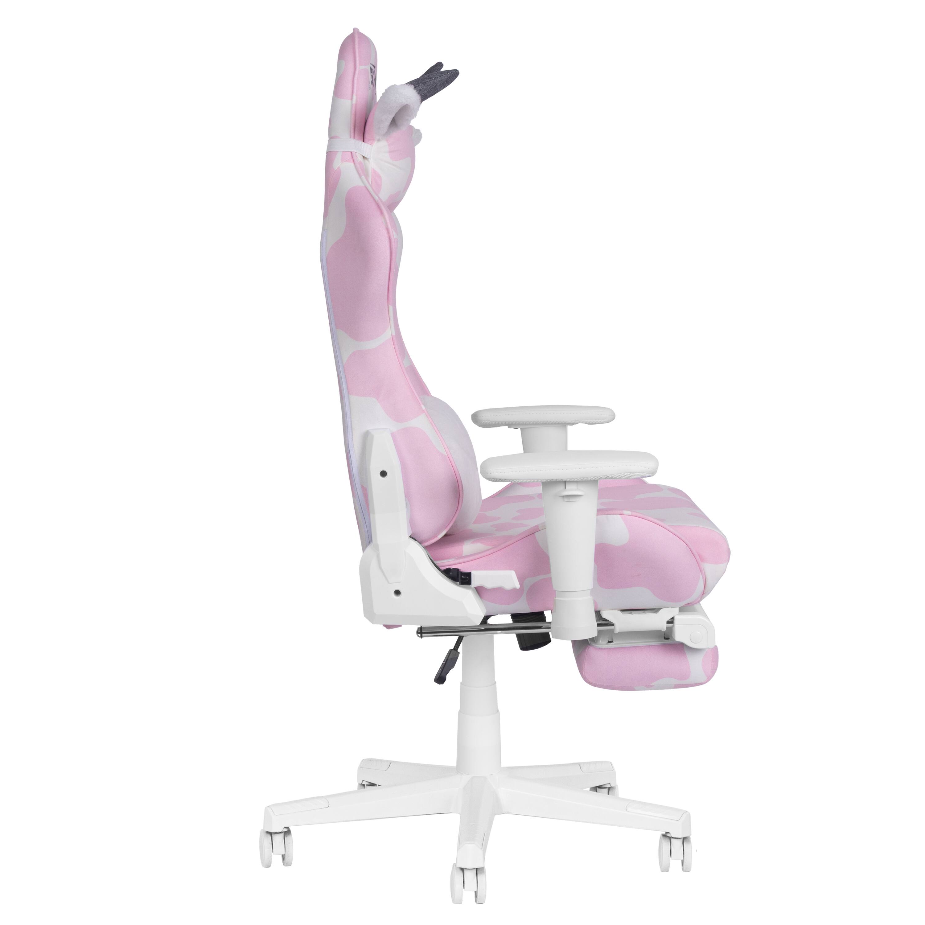 Alt View 6. Forest'nSky - Pink COW Series Gaming Chair with Footrest, Ergonomic Computer Chair with Headrest and Lumbar Support, Swivel Desk Chair - Pink.