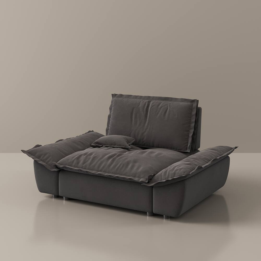 Alt View 10. POVISON - 63.39" Modern Gray Pet-Friendly Single Sofa Chair with Adjustable Backrest - Gray Suede Fabric.