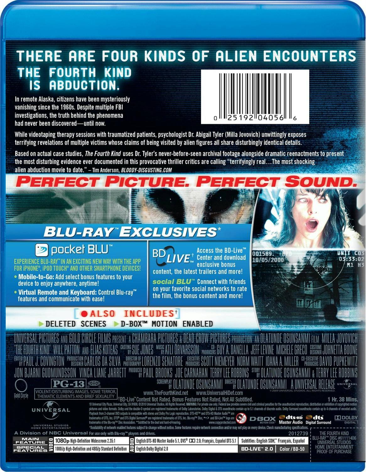 Back. The Fourth Kind [Blu-ray].