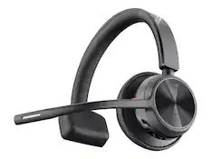 Front. HP - HP Poly Voyager 4310 USB-C Headset w/ Charge Stand, Mono Bluetooth, Siri & Google Assistant - Black.