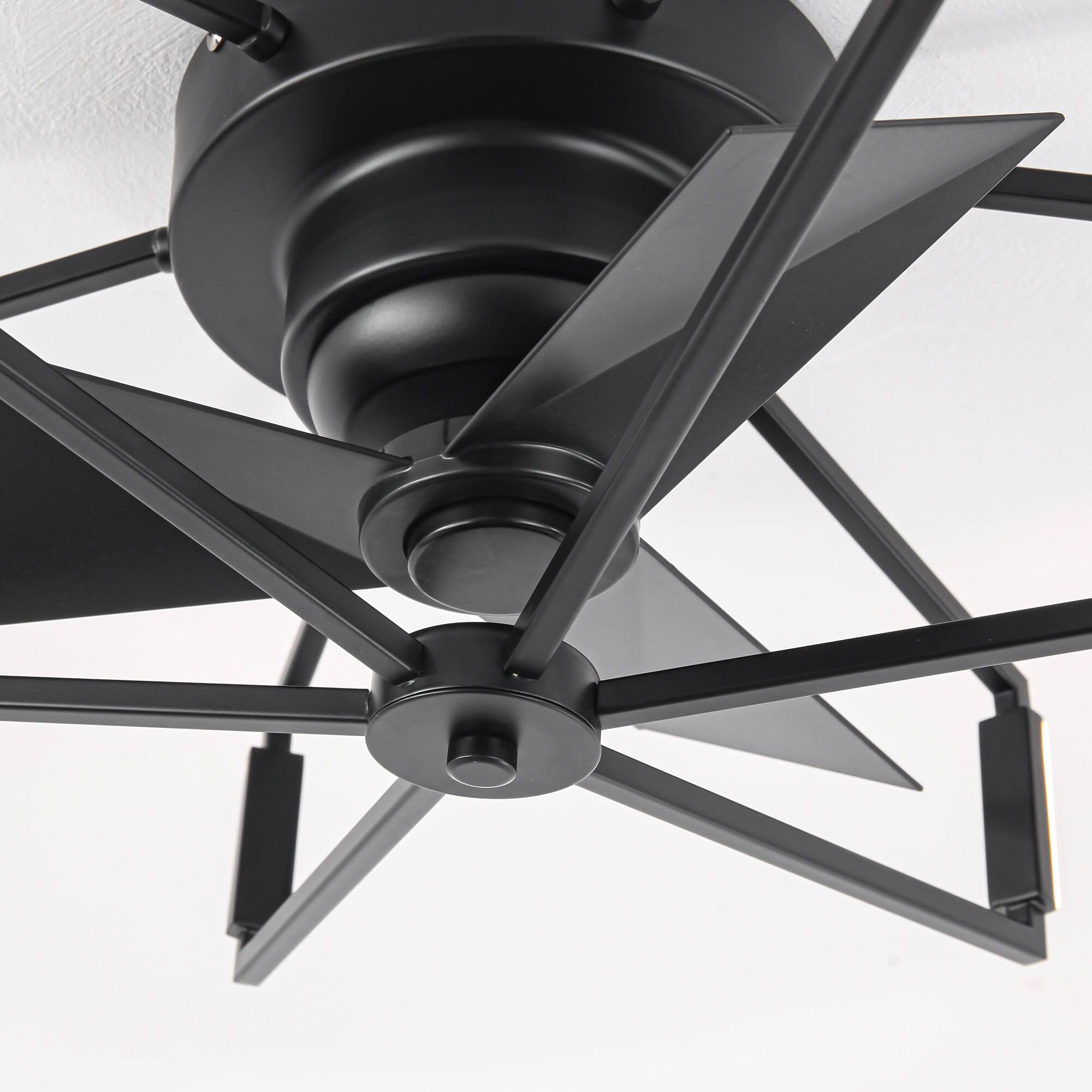 Alt View 10. Parrot Uncle - 21" Modern Black Unique Low Profile Caged Ceiling Fan with Light and Remote - Black.