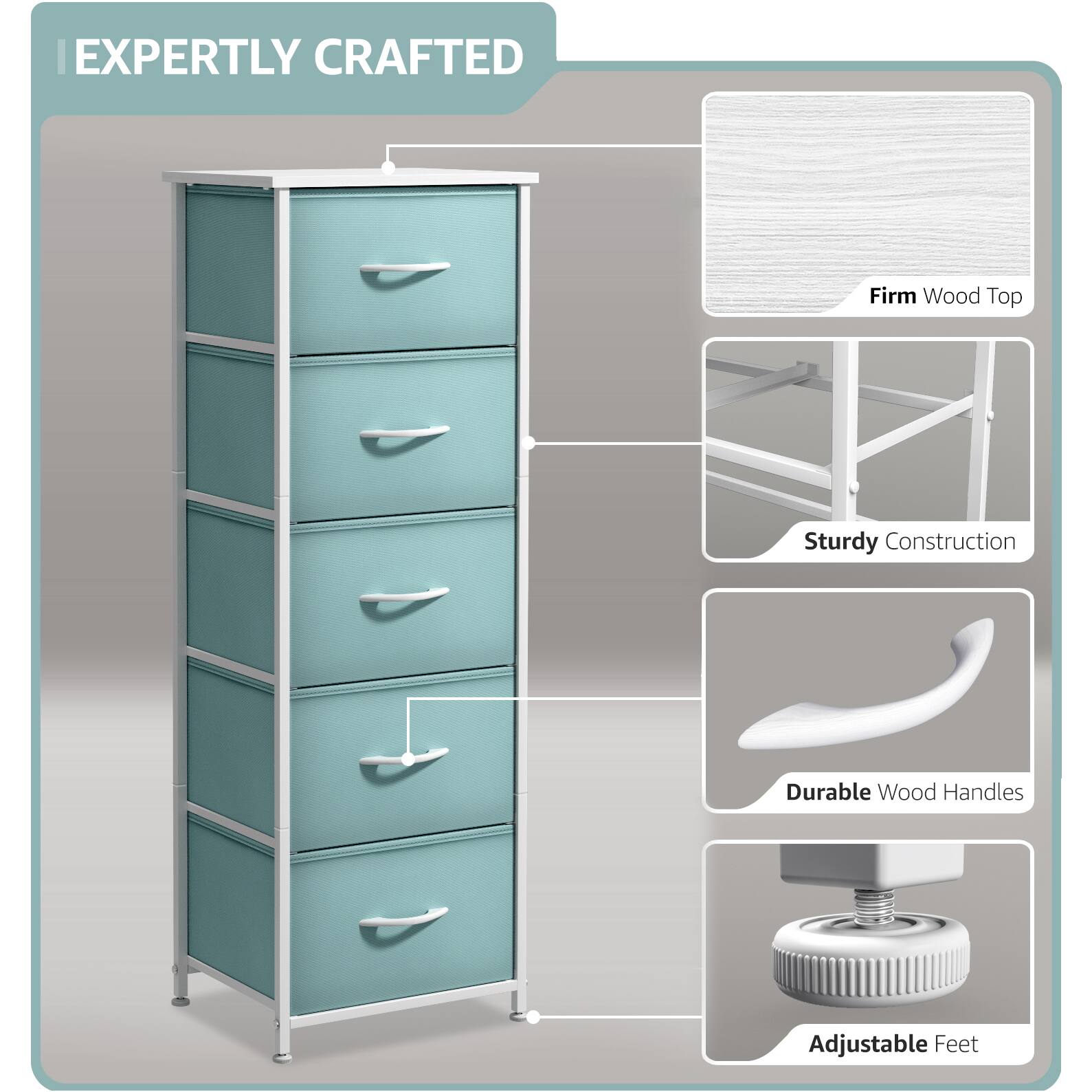 EXPERTLY CRAFTED

- Firm Wood Top
- Sturdy Construction
- Durable Wood Handles
- Adjustable Feet