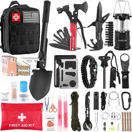 PARKER SLATER - Survival & First Aid Kit, 160 PCS Supplies, Upgraded Molle Bag, Outdoor Hiking, Camping - Black