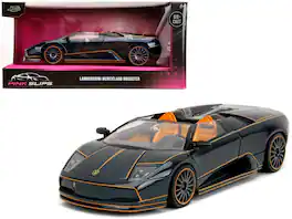 Lamborghini Murcielago Roadster Interior "Pink Slips" Series 1/24 Diecast Model Car by Jada - Black Metallic With Orange