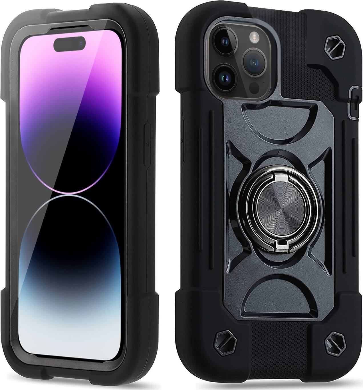 Alt View 11. SaharaCase - DualShock Case with Kickstand for Apple iPhone 14 Pro - Black.