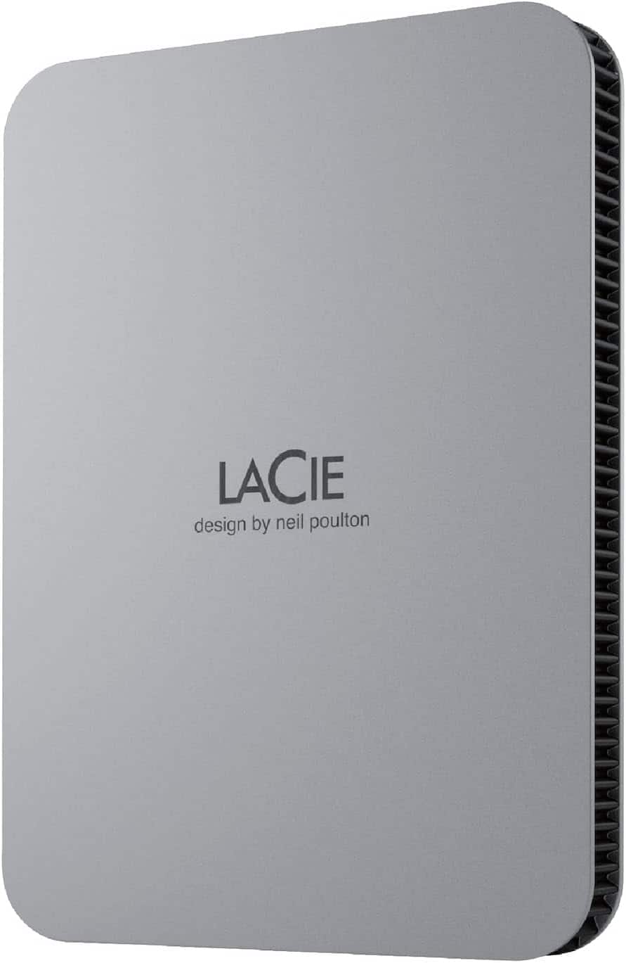 Seagate - LaCie STLP1000400 1 TB Portable Hard Drive - External - Moon MAC, Desktop PC Device Supported - USB 3.1 Type C - Silver