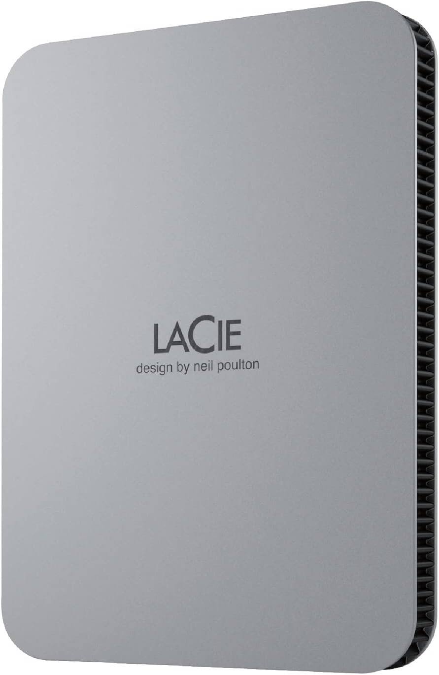 Seagate - LaCie STLP1000400 1 TB Portable Hard Drive - External - Moon MAC, Desktop PC Device Supported - USB 3.1 Type C - Silver