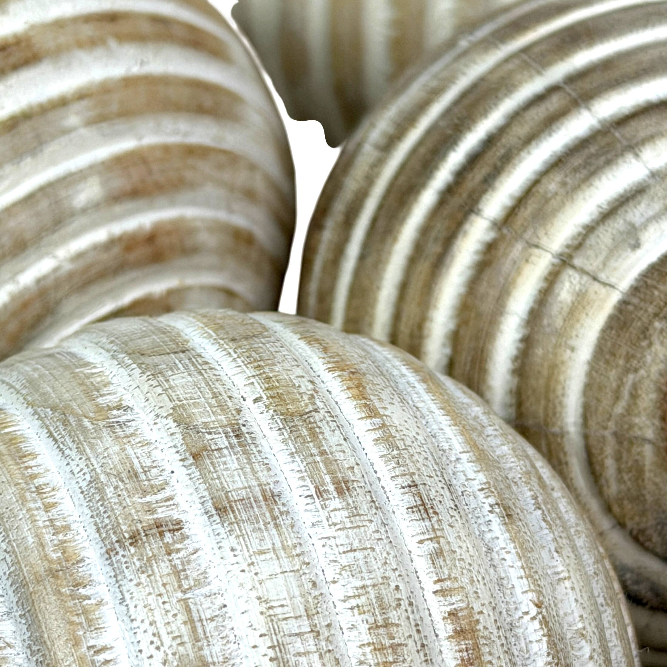Alt View 9. PD Home & Garden - Set of 6 Whitewashed Wood Decorative Orbs 3 Inch Ridged Striped Bowl Fillers - White.