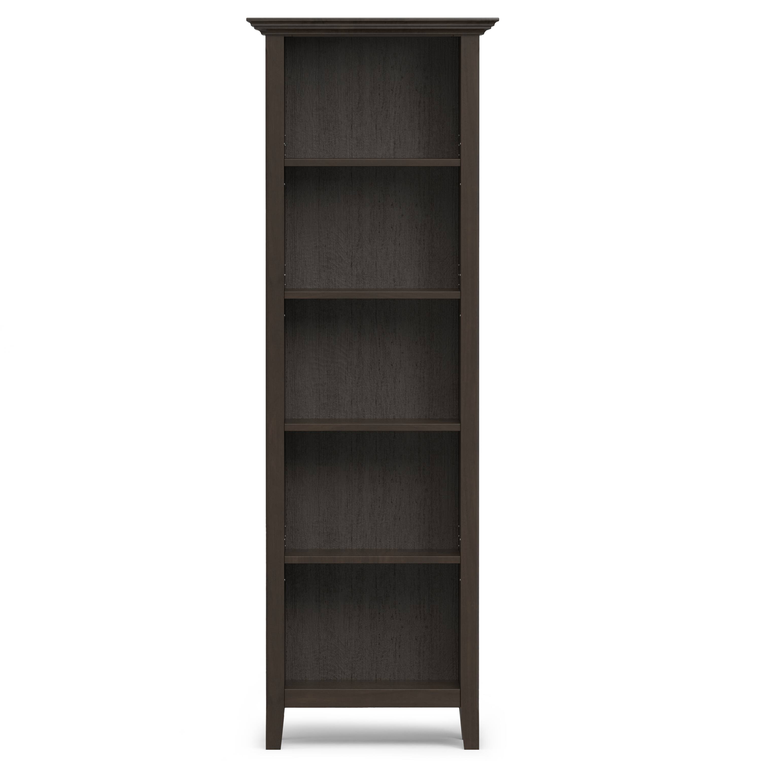 Left. Simpli Home - Simpli Home Amherst 24 inch Wide Solid Wood Transitional 5 Shelf Bookcase in Hickory Brown - Hickory Brown.