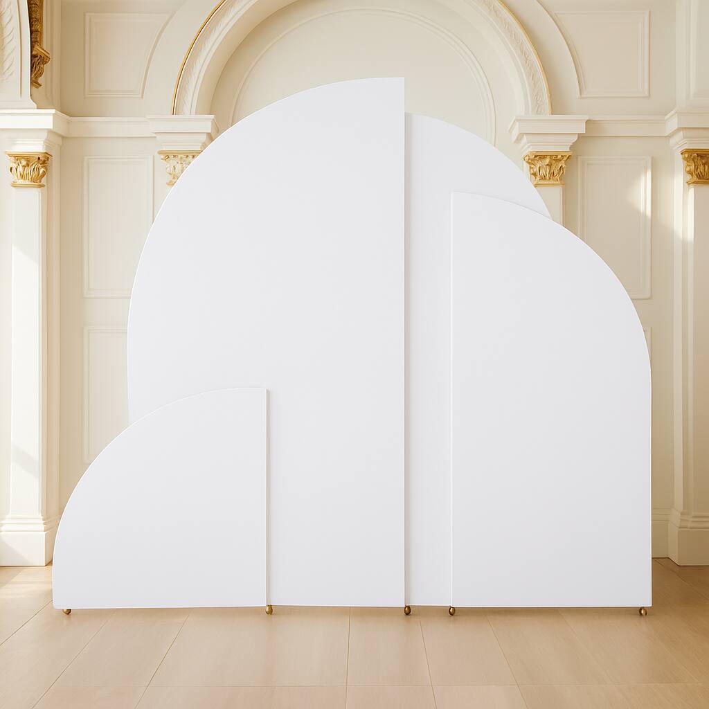 Angle. GARVEE - Set of 4 Wedding Arch Cover, Spandex Fitted 2-Sided Backdrop Covers for Arch Stand - WHITE.