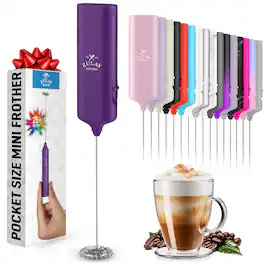 Zulay Kitchen - Mini & Mighty Detachable Whisk Milk Frother – Compact Pocket Size - Purple