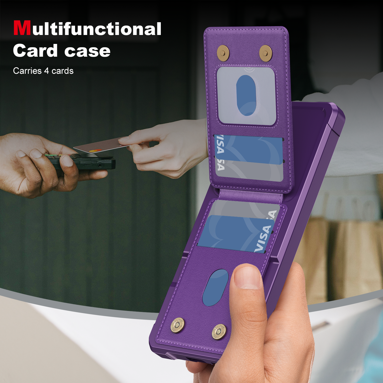 Multifunctional Card case  
Carries 4 cards