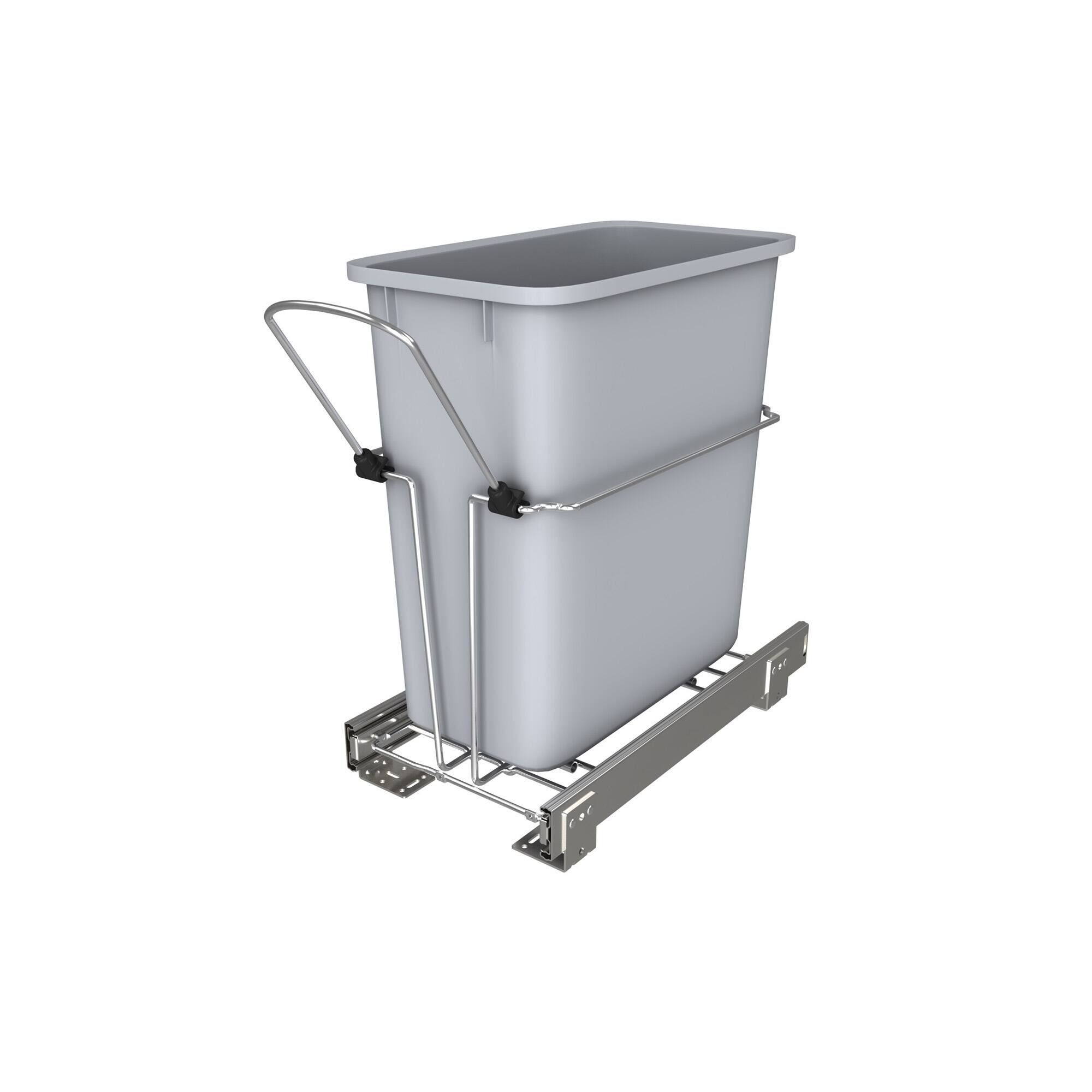 Alt View 4. Rev-A-Shelf - Rev-A-Shelf 20 qt. Universal Waste Container with Rear Basket, RUKD-1420RB-1 - Gray.