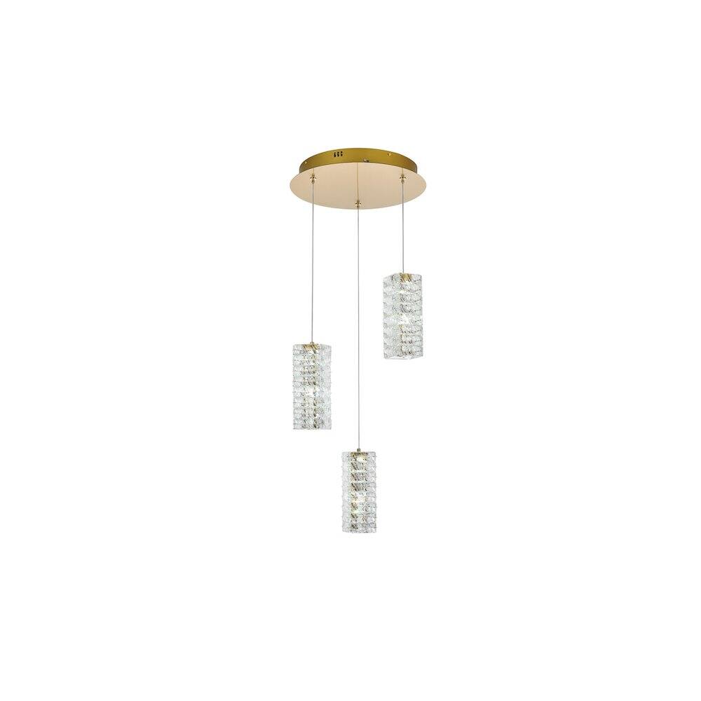 Back. Elegant Lighting - Aston 16 inch LED Pendant in Satin Gold - Satin Gold.