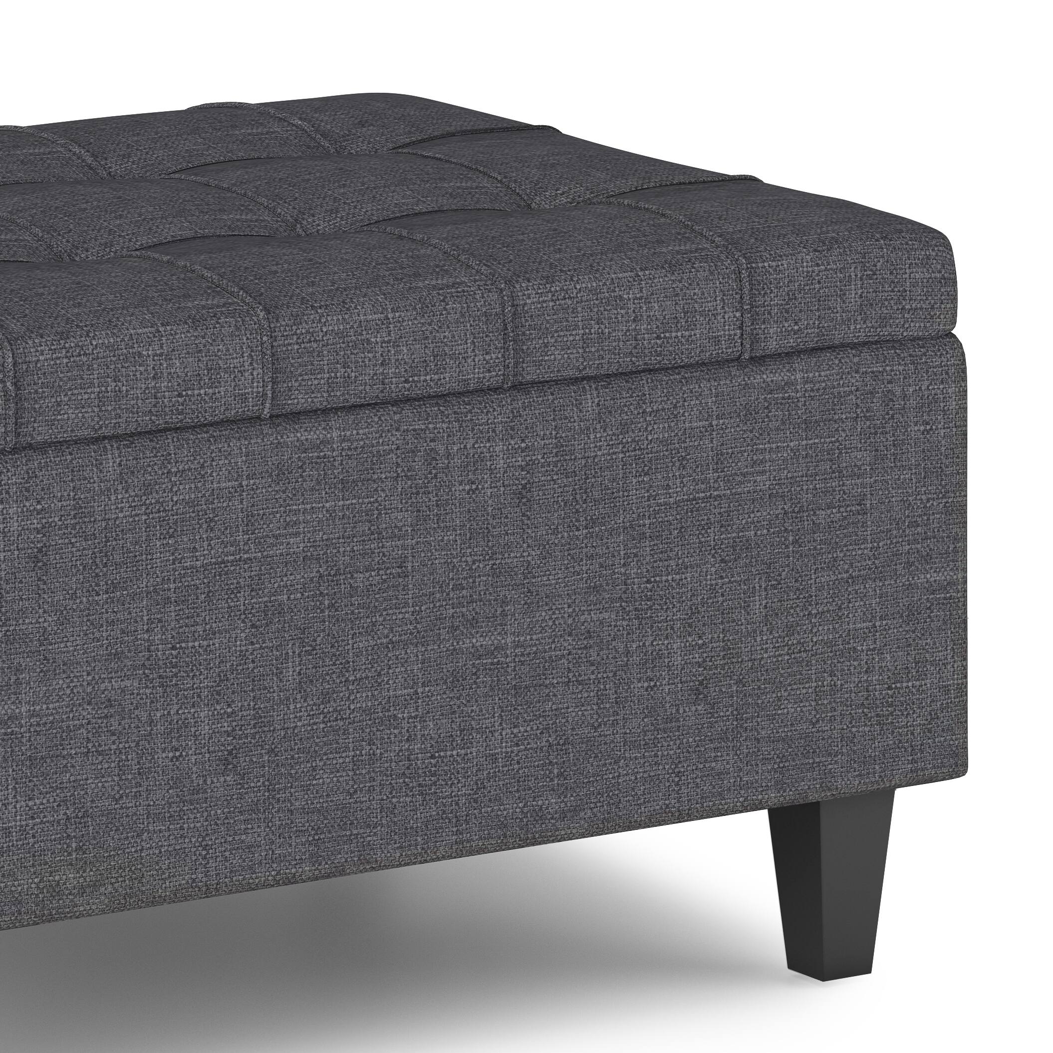 Alt View 1. Simpli Home - Harrison Small Coffee Table Storage Ottoman - Slate Grey.