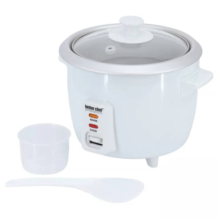 Cookmaster Rice Bucket Better Chef 3 Cup 6 Cups Cooked Rice Cooker with Measuring Cup and Rice ...
