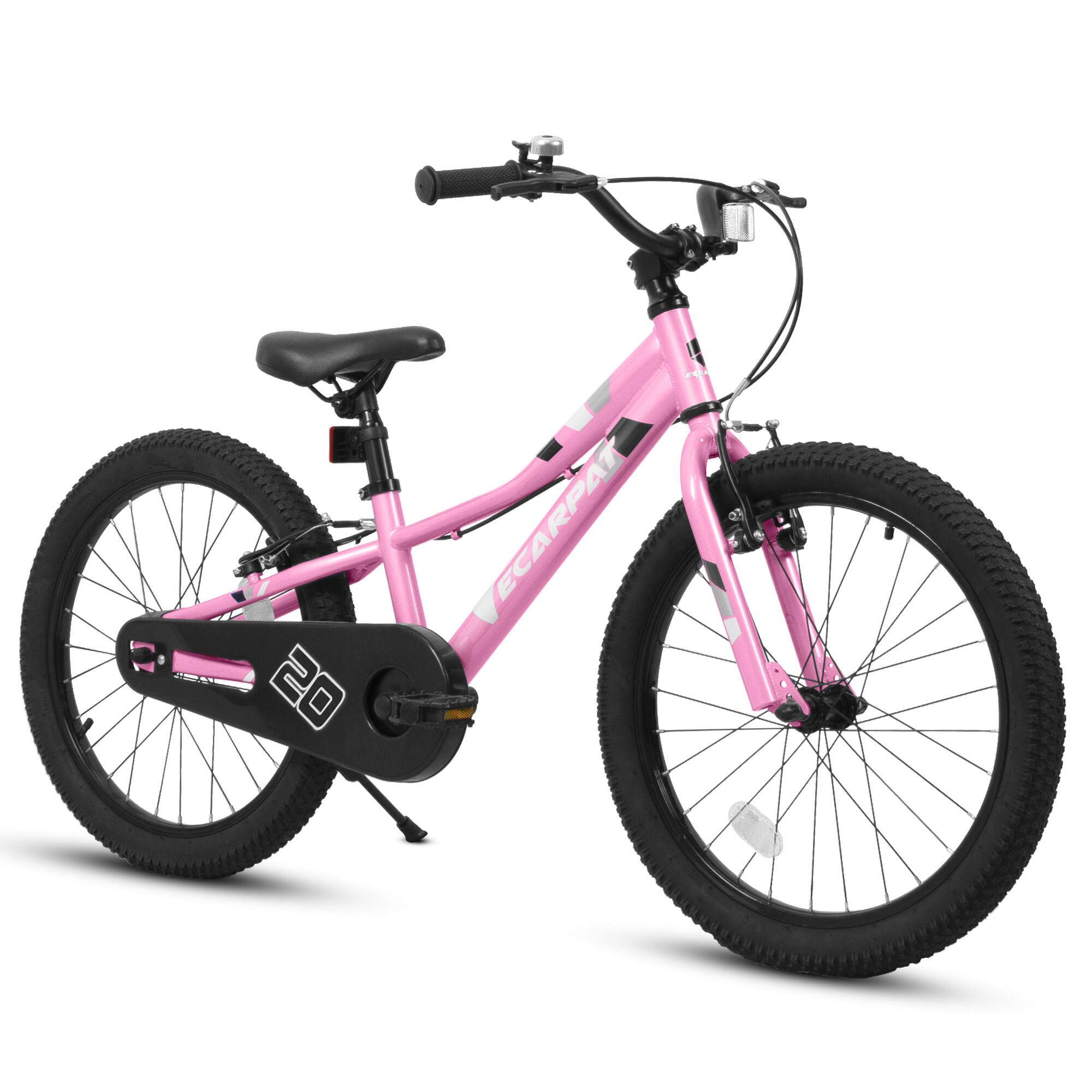 Aukfa - 20 Inch Kids Bike for Boys Girls Ages 4-7 Years 1-Speed Childrens Bicycle with Training Wheels & Dual Brakes - Pink