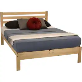 Hivvago - Twin XL size Solid Wood Platform Bed Frame with Slatted Headboard - Brown