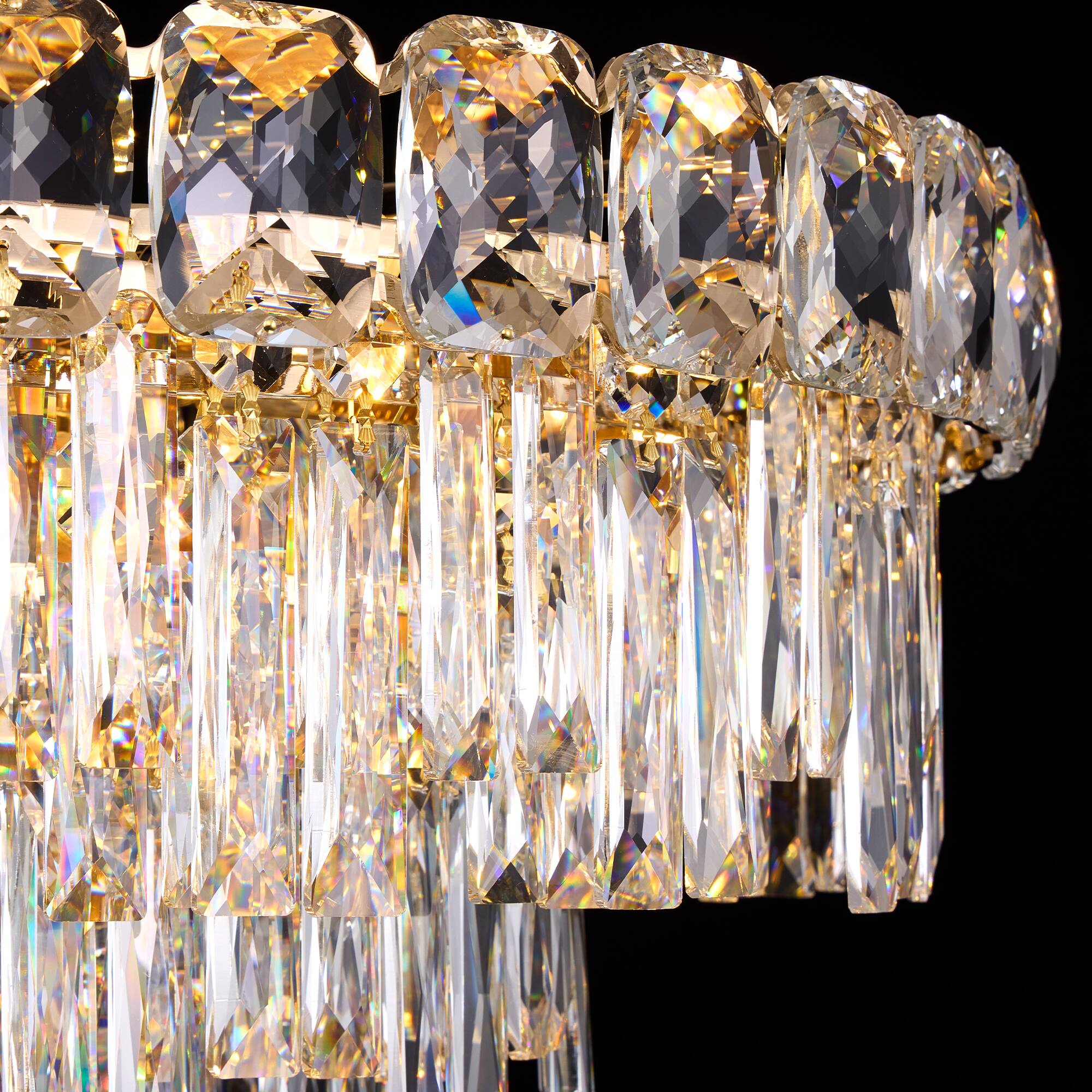 Alt View 4. Siljoy - 24 Inch Round Luxury Rose Gold Multi-Layer Crystal Chandelier, Ceiling Pendant Light for  Living Room and Foyer - Rose Gold.