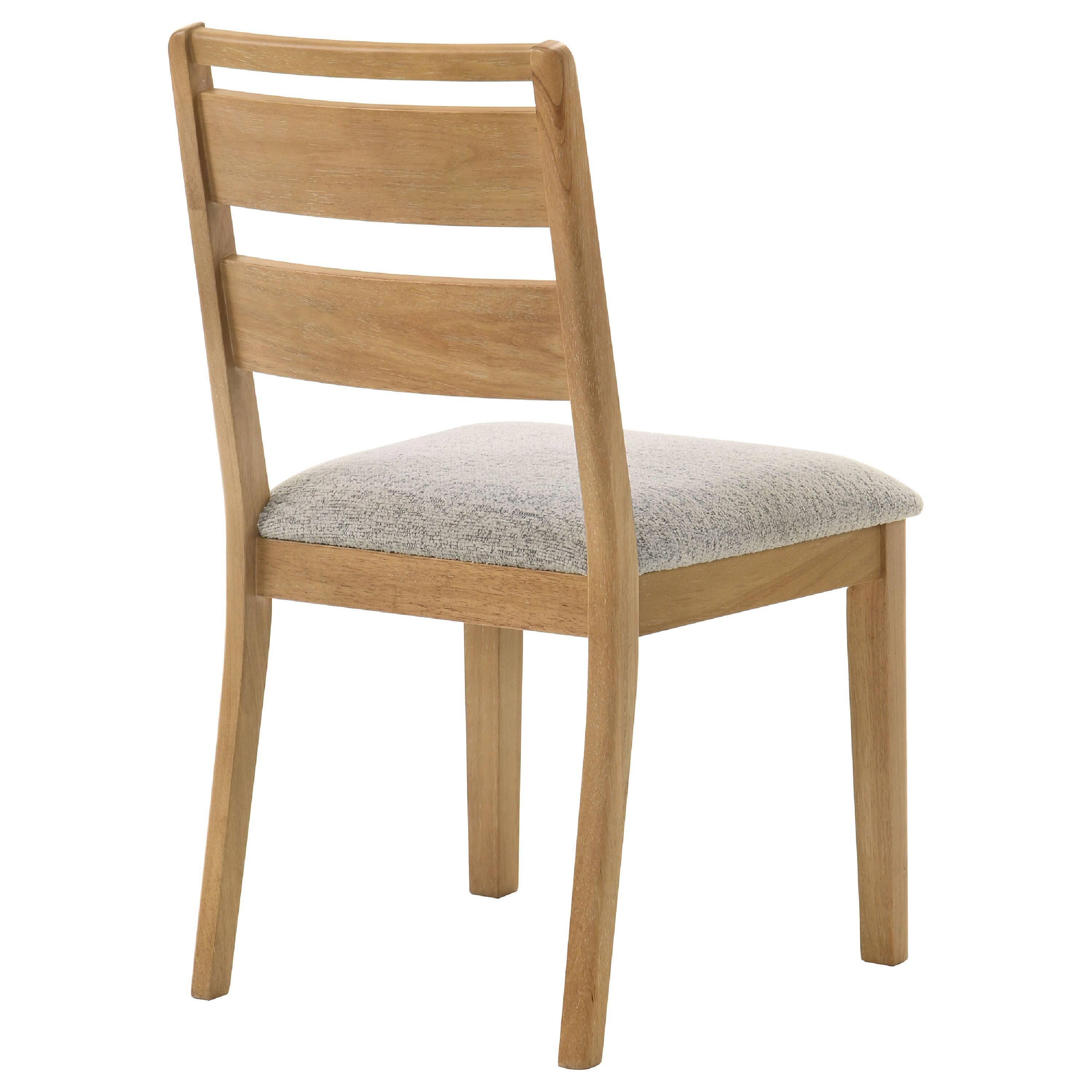 Alt View 2. Manhattan Lane - Brion Ladderback Dining Chair, Set of 2, Boucle Fabric, Wash Oak Wood - Washed Oak Brown, Oatmeal White.