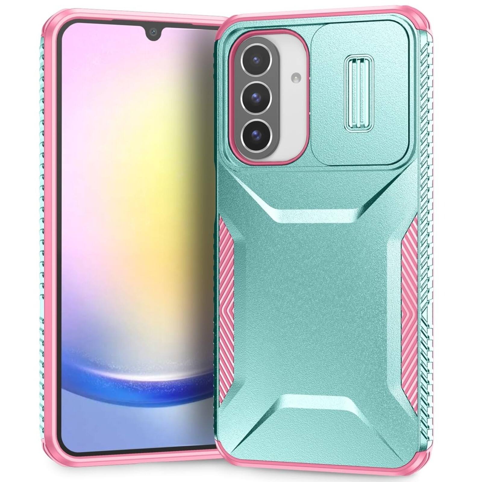 UUCOVER - For Samsung Galaxy A26 5G Dual Layer Case with Slide Camere Lens Cover, Anti-slip Bumper Drop Protection Phone Shell - Green