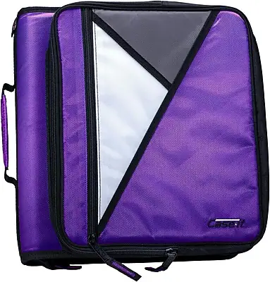 Front. Case It - 2" 3-Ring Zipper Binders - Purple.