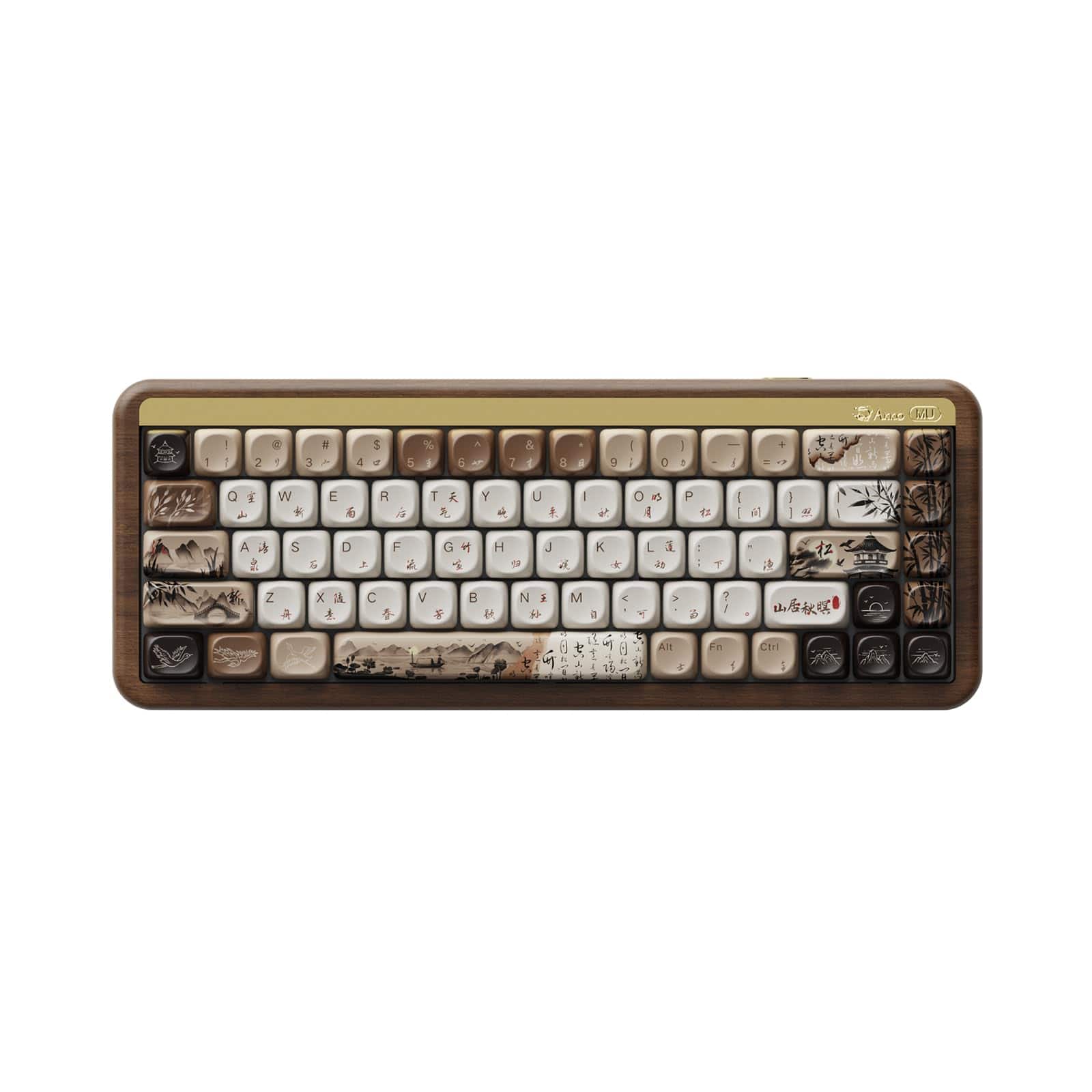 HM 1810 - Mechanical Gaming With Walnut Wooden Case Mu01 65 68 key Rgb 2 Wireless bluetooth wired - Mountain Seclusion