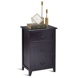 Costway - 3 Drawers Nightstand End Table Storage Wood Side Bedside - Black