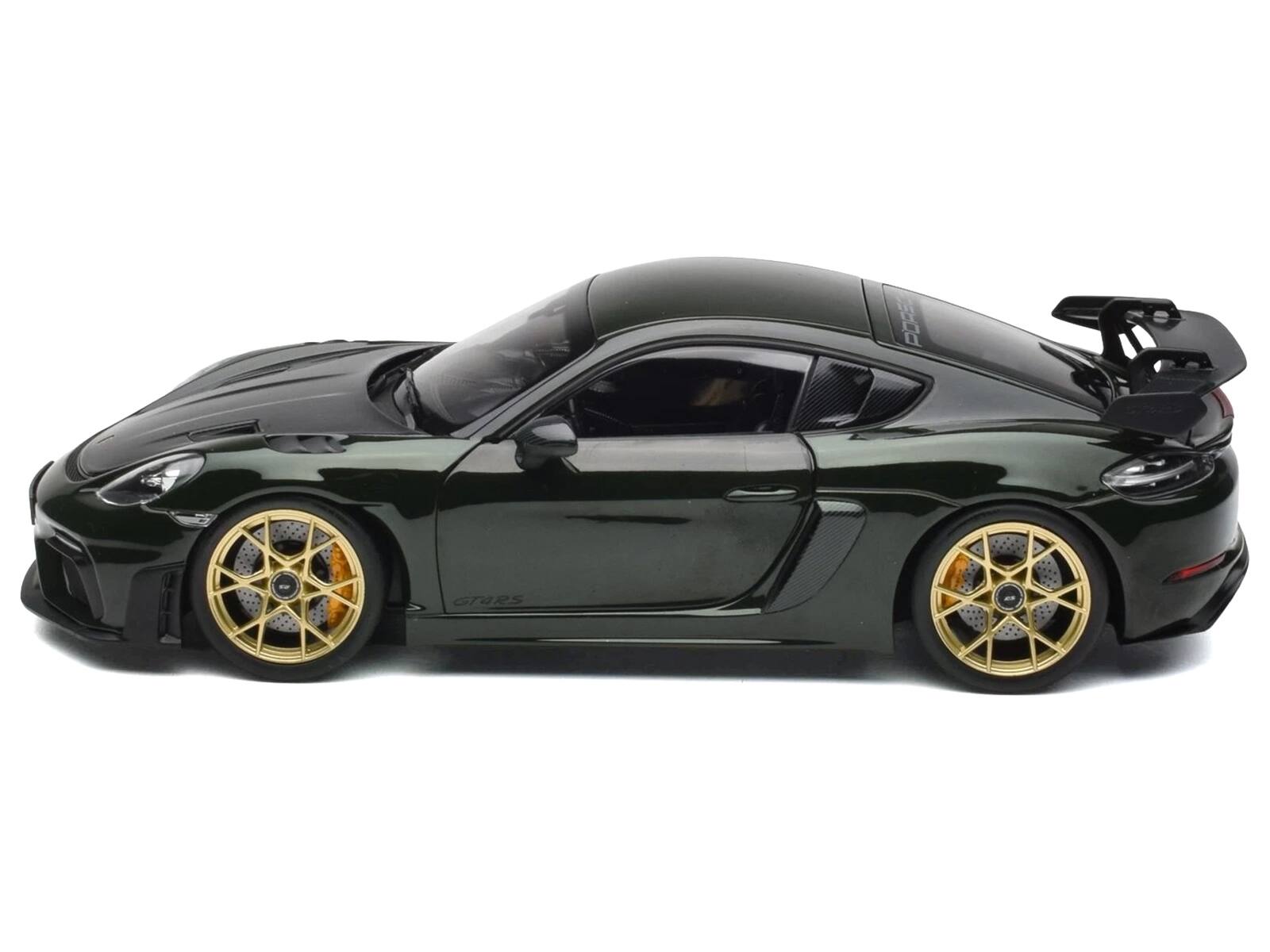 Alt View 4. Norev - 2023 Porsche Cayman GT4 RS Weissach Pack Brewster Green with Carbon Hood 1/18 Diecast Model Car by Norev.