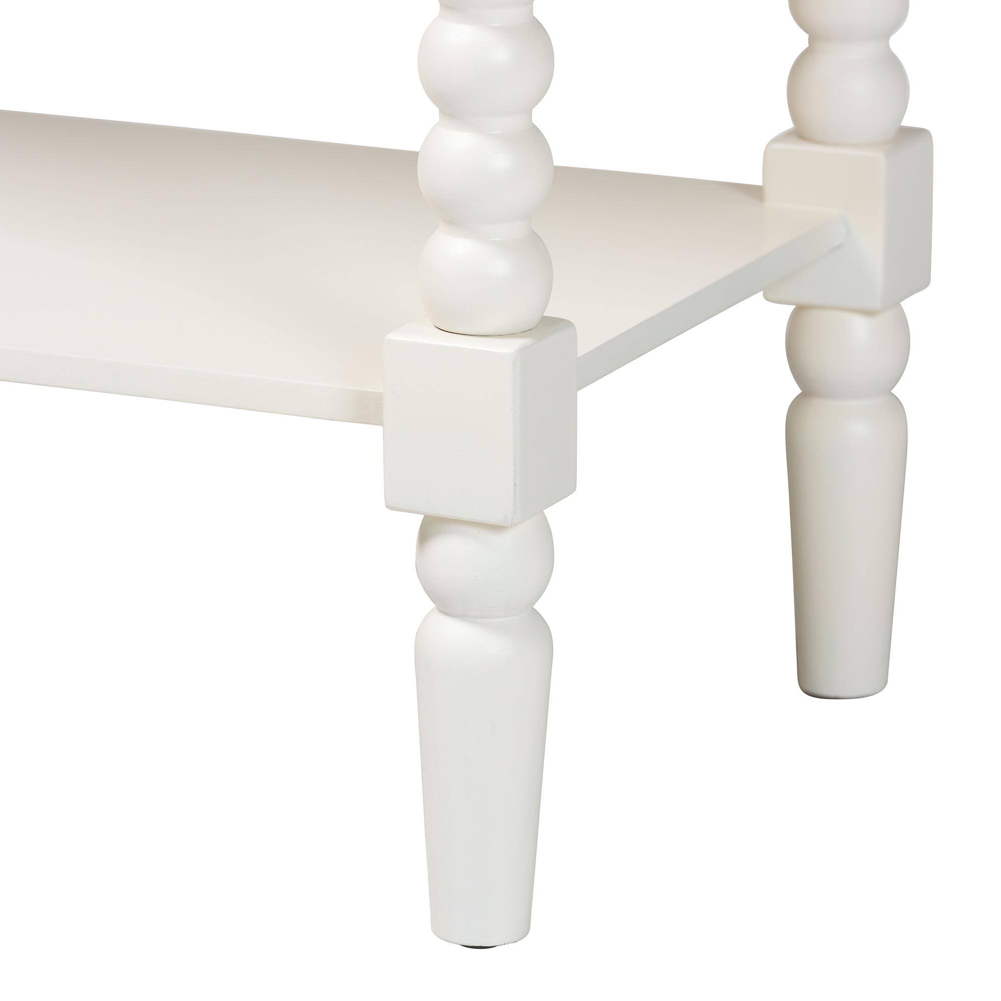Back. Baxton Studio - Bayard Console Table with Bobbin Legs - Spindle Leg Accent Table with Shelf, Entryway or Living Room Furniture - White.