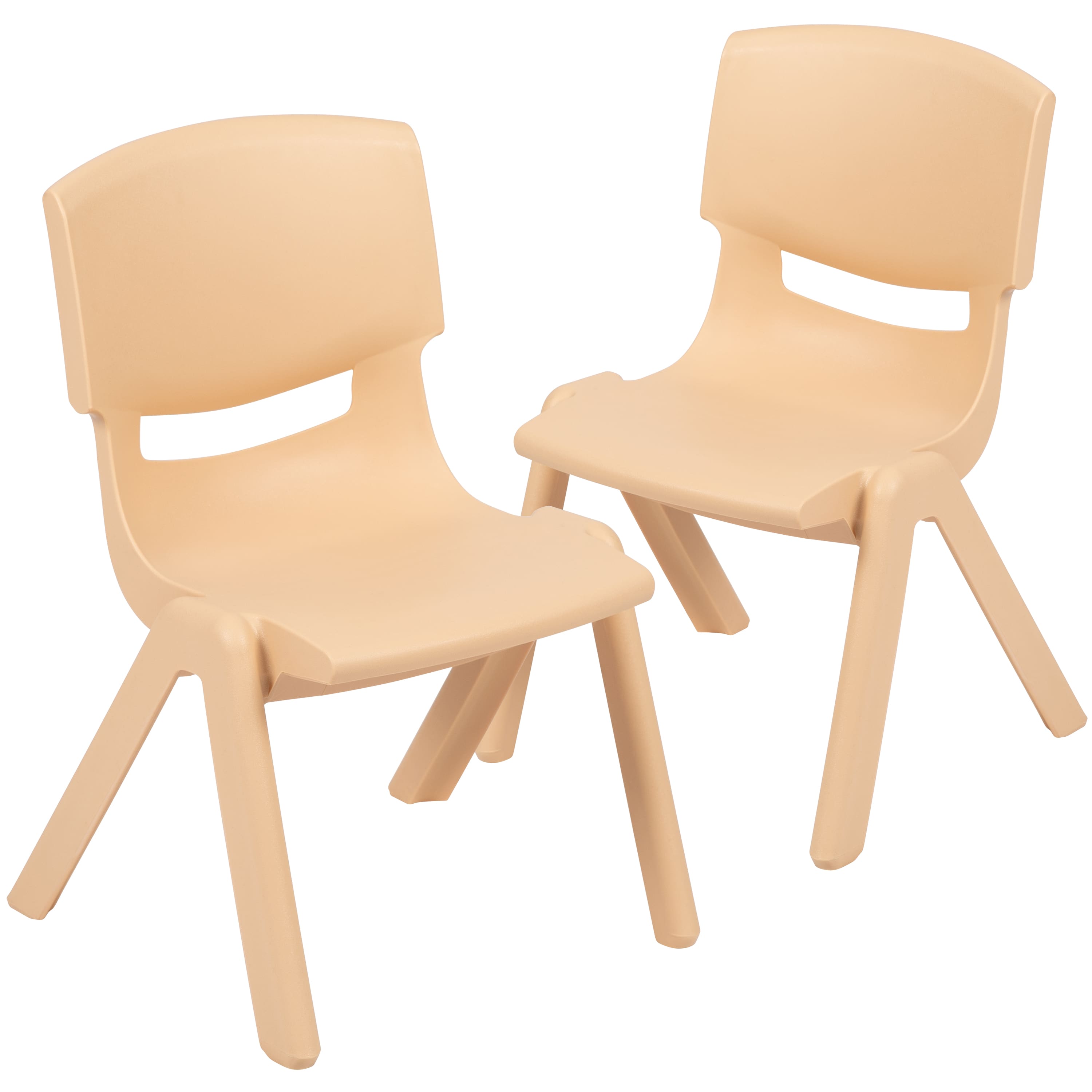 Emma + Oliver - 2 Pack Plastic Stackable School Chair with 12"H Seat, Preschool Seating - Natural