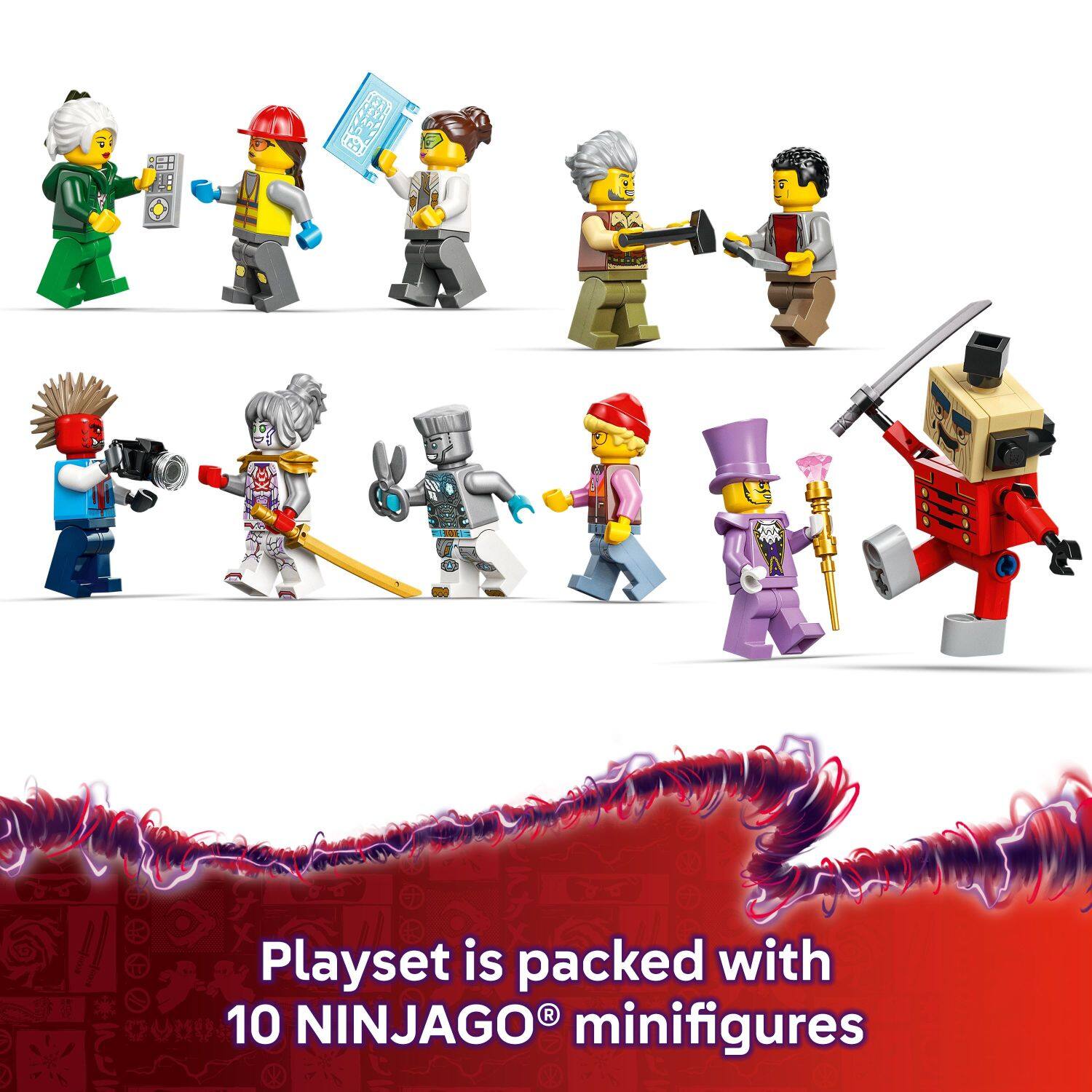 Playset is packed with 10 NINJAGO® minifigures