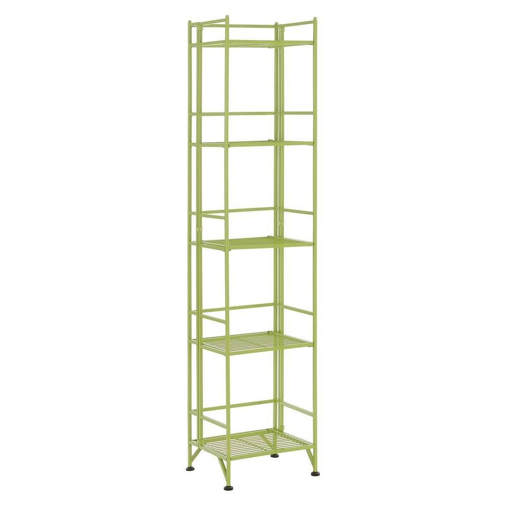 FurniFact - 5 Tier Folding Shelf Green, Easy to Move and Store - Lime
