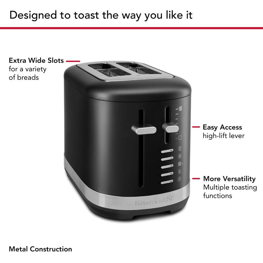 KitchenAid 2 Slice Programmable Toaster, 120V Black Matte KMT2109BM ...