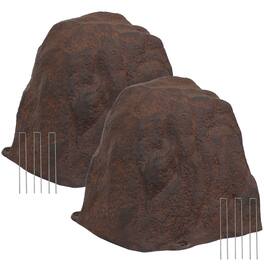 Sunnydaze - Set of 2 Artificial Polyresin Landscape Rocks with Stakes - Brown
