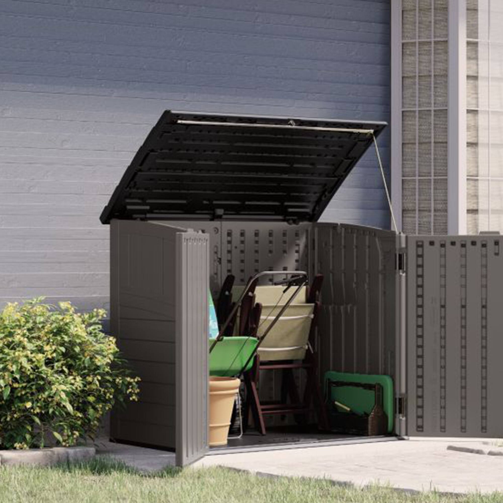 Alt View 4. Suncast - Suncast Horizontal 4 Foot x 2.5 Foot Outdoor/Garden Storage Shed, Stoney Grey - Stoney Grey.