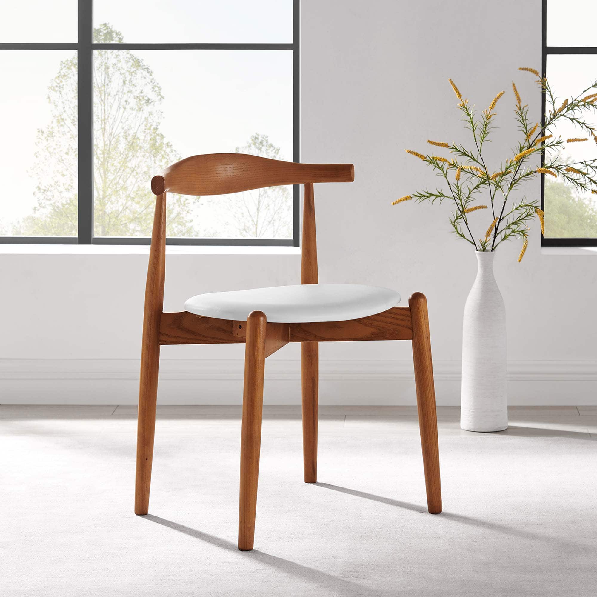 Stalwart Dining Side Chair by Modway - Dark Walnut White