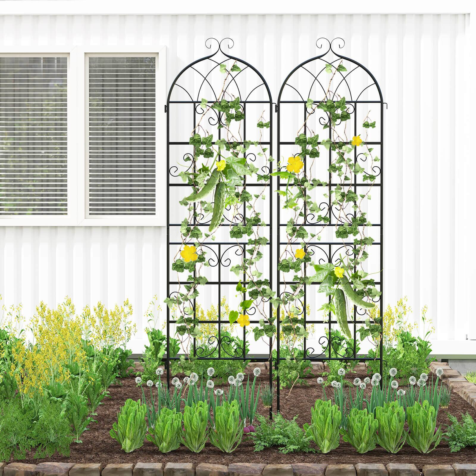 Alt View 3. Costway - Costway 2 Pack 71" x 20" Heavy-Duty Metal Garden Trellis,Metal Coating Patio for Outdoor - Black.